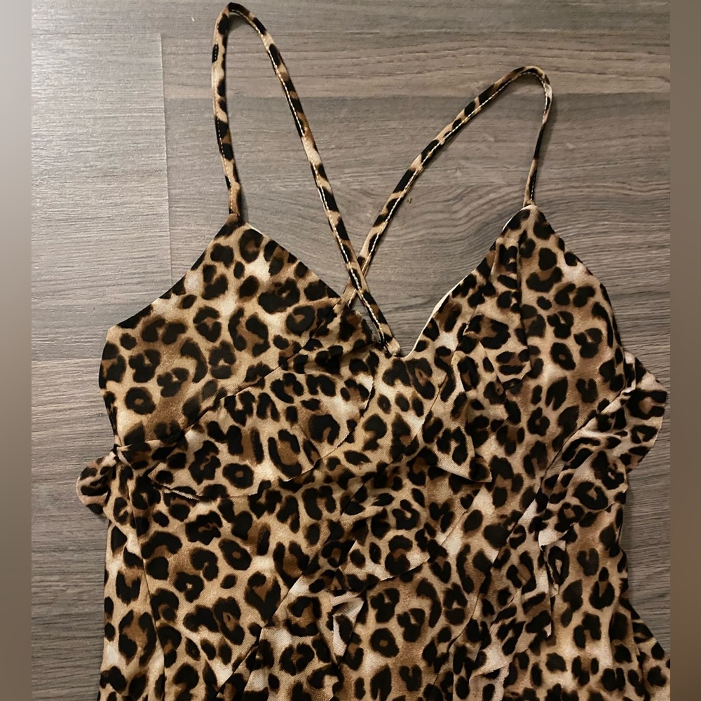 Leopard Print Ruffle Dress - Picture 2 of 3
